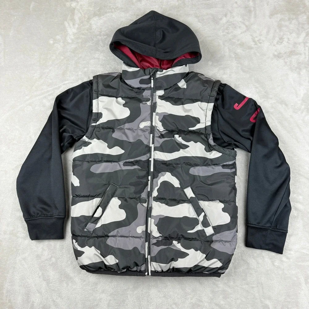Air Jordan Vest Jacket Youth L 12-13 YR Camouflage Puffer Hoodie Jump Man Zip Up